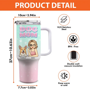 Tout ce que je sais, je l'ai appris des chiens - Gobelet personnalisé en acier inoxydable de 1 134 ml avec poignée - Cadeau pour les propriétaires et les amoureux des animaux