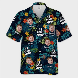 Photo personnalisée « Tu es le meilleur papa du monde » - T-shirt hawaïen tropical unisexe personnalisé pour la famille - Cadeau de vacances d'été, cadeau pour papa, grand-père