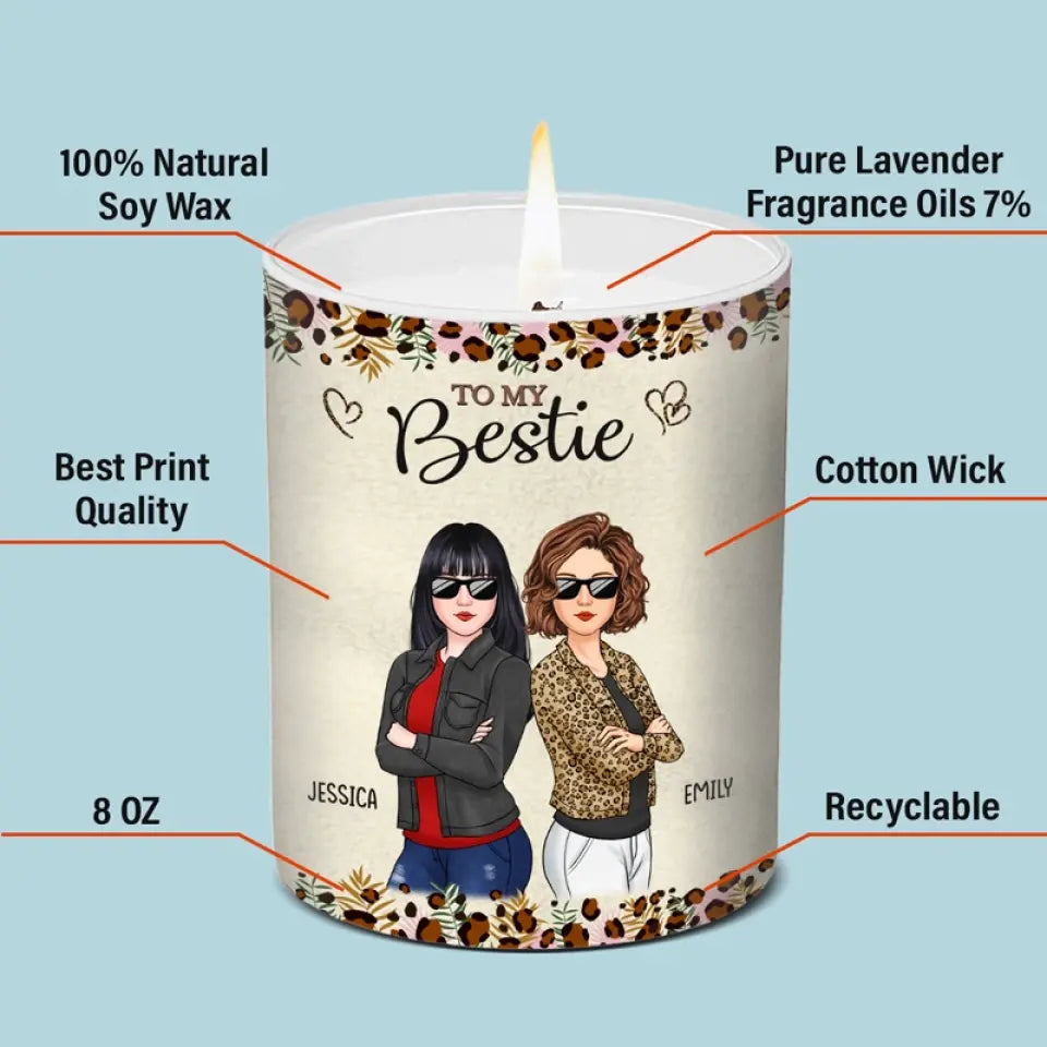 Levons nos verres à notre marque unique d'amitié - Bougie parfumée sans fumée personnalisée Bestie - Cadeau pour meilleures amies, meilleures amies et sœurs
