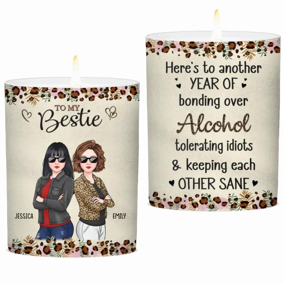 Levons nos verres à notre marque unique d'amitié - Bougie parfumée sans fumée personnalisée Bestie - Cadeau pour meilleures amies, meilleures amies et sœurs