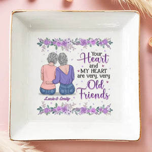 Cœurs anciens, amis éternels - Plat à bijoux personnalisé pour meilleure amie - Cadeau pour meilleures amies, meilleures amies, sœurs