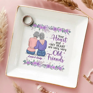 Cœurs anciens, amis éternels - Plat à bijoux personnalisé pour meilleure amie - Cadeau pour meilleures amies, meilleures amies, sœurs