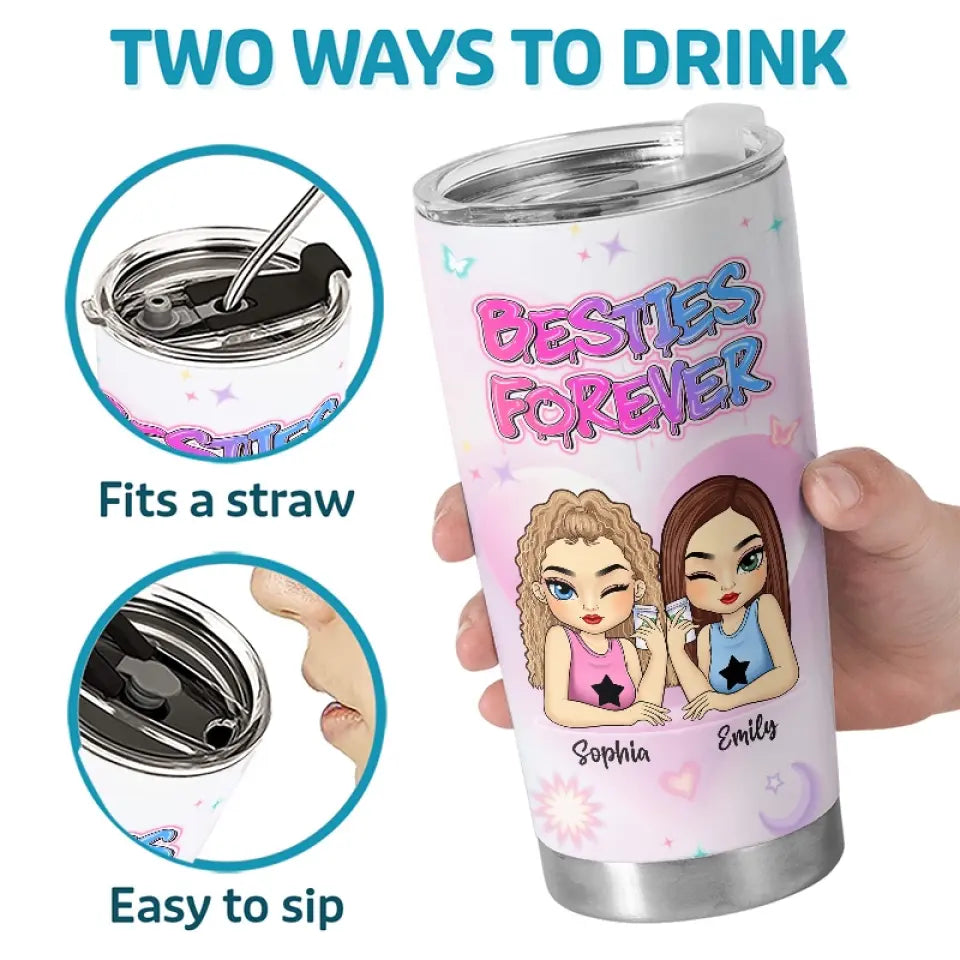 Besties Forever - Gobelet personnalisé Bestie - Cadeau pour meilleures amies, meilleures amies, sœurs