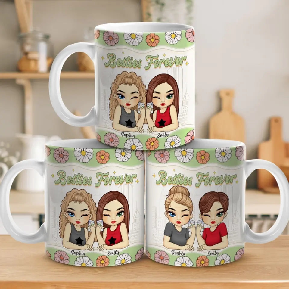 Tasse personnalisée « Mon cher ami » avec effet gonflé en 3D – Cadeau pour les meilleures amies, les meilleures amies et les sœurs