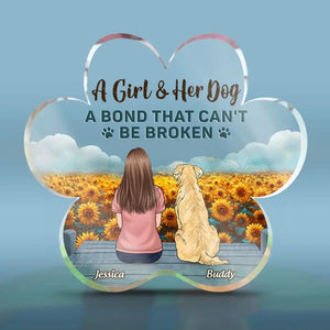 Nous avons un lien indéfectible - Plaque commémorative personnalisée en acrylique en forme de patte - Cadeau de condoléances pour les propriétaires et les amoureux des animaux