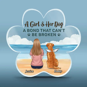 Nous avons un lien indéfectible - Plaque commémorative personnalisée en acrylique en forme de patte - Cadeau de condoléances pour les propriétaires et les amoureux des animaux