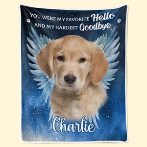 Photo personnalisée « Vos ailes étaient prêtes, mais mon cœur ne l'était pas » – Couverture commémorative personnalisée – Cadeau de condoléances pour les propriétaires d'animaux et les amoureux des animaux