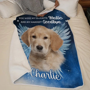Photo personnalisée « Vos ailes étaient prêtes, mais mon cœur ne l'était pas » – Couverture commémorative personnalisée – Cadeau de condoléances pour les propriétaires d'animaux et les amoureux des animaux