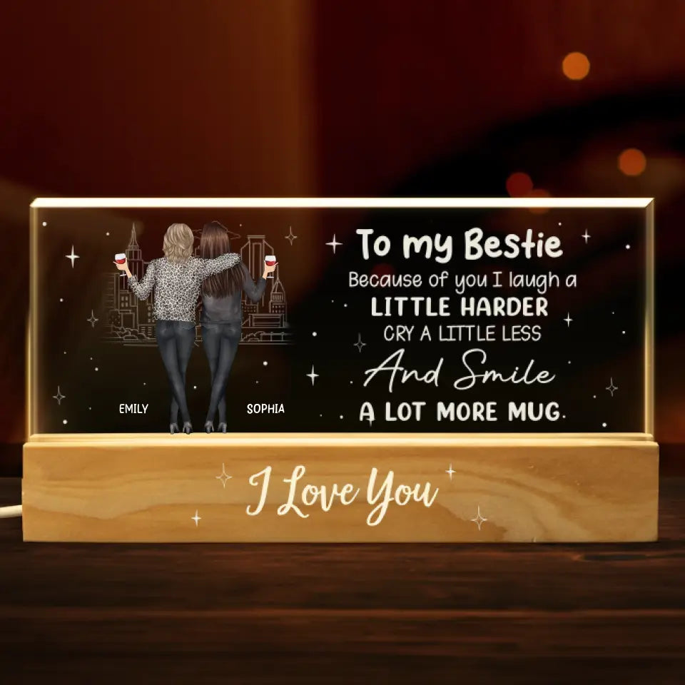 Je vous promets que vous n'aurez pas à affronter vos problèmes seul(e) - Veilleuse LED 3D personnalisée en acrylique avec lettres - Cadeau pour meilleurs amis, meilleures amies, sœurs