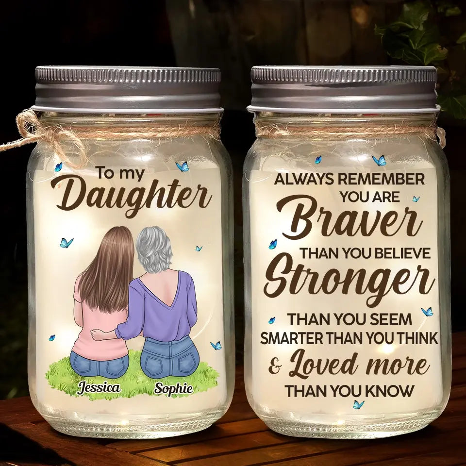 Tu es plus fort que tu ne le sembles - Lampe personnalisée en pot Mason pour famille - Cadeau pour maman et fille