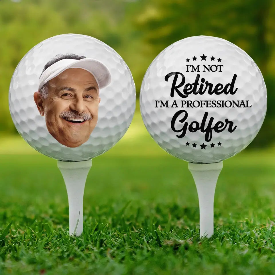 Photo personnalisée Je suis golfeur à temps plein - Balle de golf personnalisée - Cadeau d'appréciation et de retraite pour collègues, amis de travail, collègues