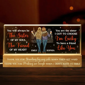 Tu seras toujours l'ami de mon cœur - Veilleuse LED 3D personnalisée en acrylique avec lettres - Cadeau pour meilleures amies, meilleures amies, sœurs