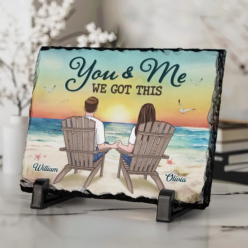 Juste nous, les chiots et les joies simples de la vie - Pierre rectangulaire personnalisée avec support pour chien - Cadeau pour couples, propriétaires d'animaux et amoureux des animaux