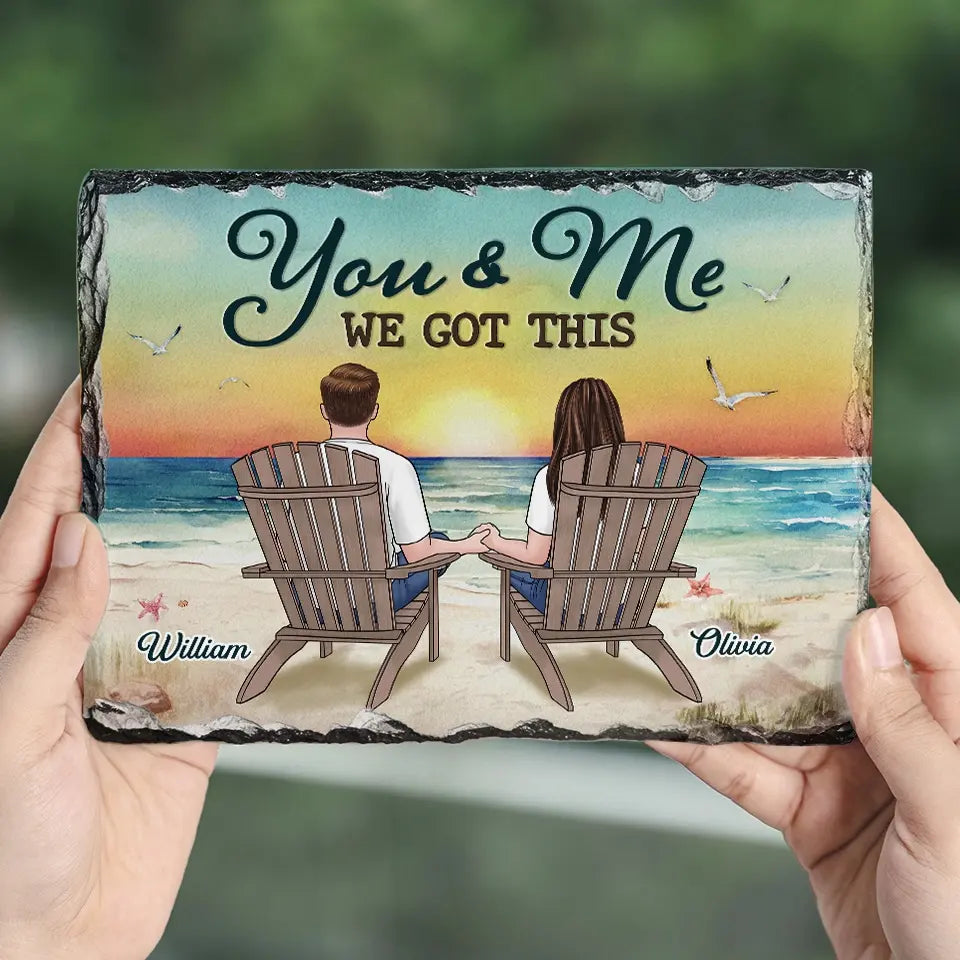 Juste nous, les chiots et les joies simples de la vie - Pierre rectangulaire personnalisée avec support pour chien - Cadeau pour couples, propriétaires d'animaux et amoureux des animaux