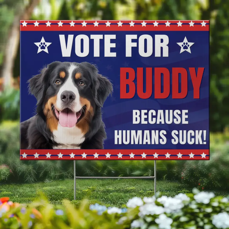 Votez pour un candidat adorable et adorable avec une photo personnalisée ! Panneau de jardin personnalisé pour chien et chat ! Cadeau pour les propriétaires et les amoureux des animaux.