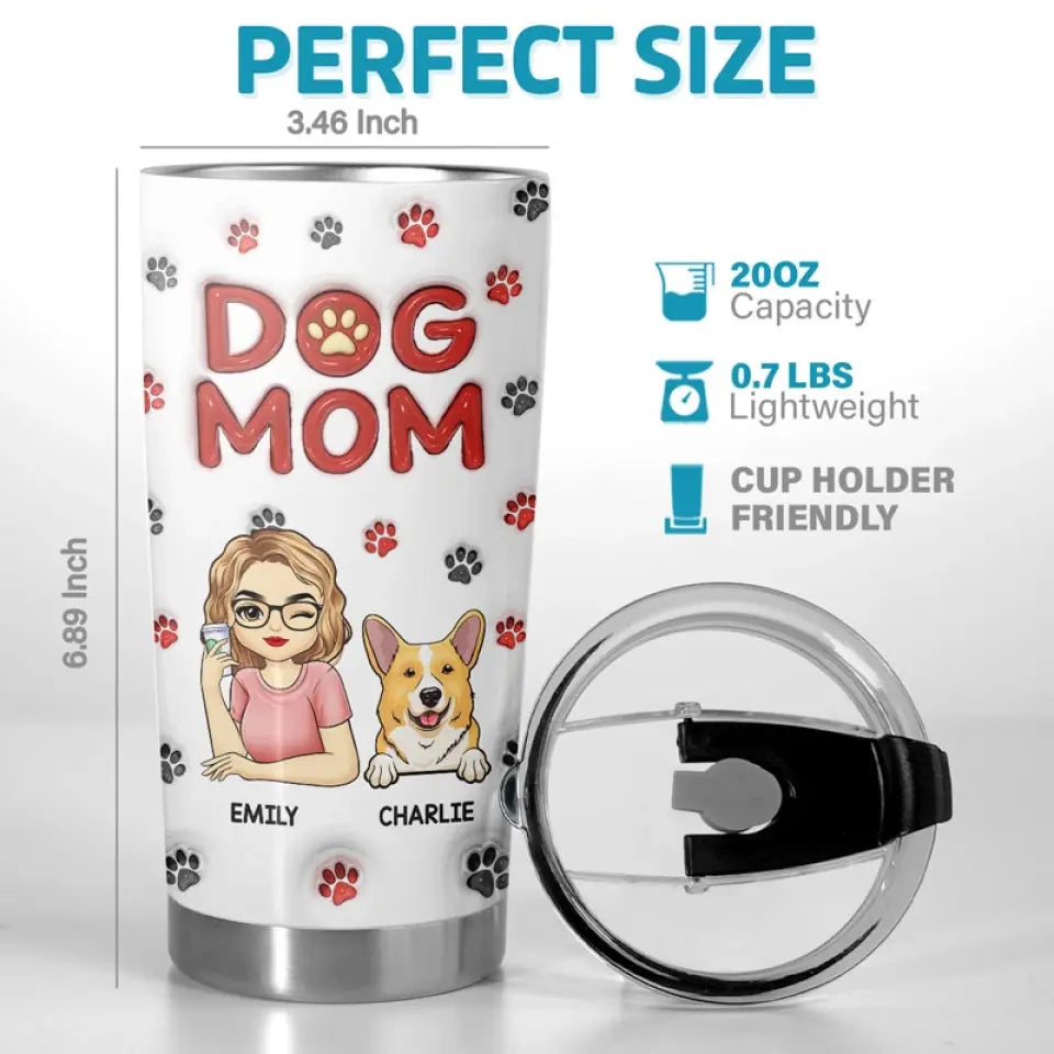 Un morceau de mon cœur - Gobelet personnalisé avec effet gonflable 3D imprimé pour chien et chat - Cadeau pour les propriétaires et les amoureux des animaux