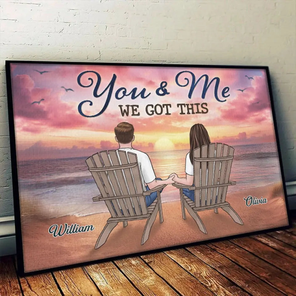 Deux cœurs, une vie d'amour - Affiche horizontale personnalisée pour chien - Cadeau pour couples, propriétaires d'animaux et amoureux des animaux