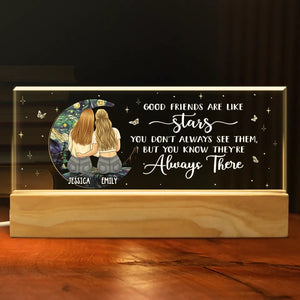 Les bons amis sont comme des étoiles - Veilleuse LED 3D personnalisée en acrylique avec lettres - Cadeau pour meilleures amies, meilleures amies, sœurs
