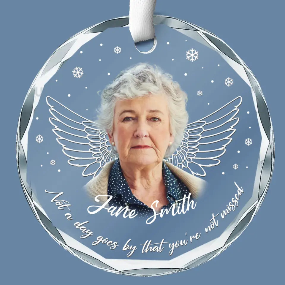 Photo personnalisée en souvenir affectueux - Ornement en verre rond personnalisé commémoratif - Cadeau de condoléances pour les membres de la famille