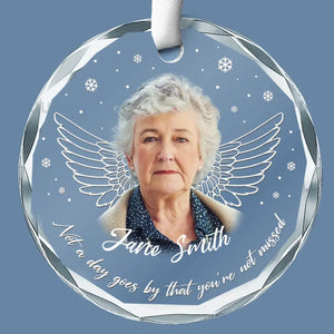 Photo personnalisée en souvenir affectueux - Ornement en verre rond personnalisé commémoratif - Cadeau de condoléances pour les membres de la famille