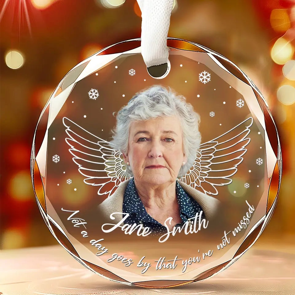 Photo personnalisée en souvenir affectueux - Ornement en verre rond personnalisé commémoratif - Cadeau de condoléances pour les membres de la famille