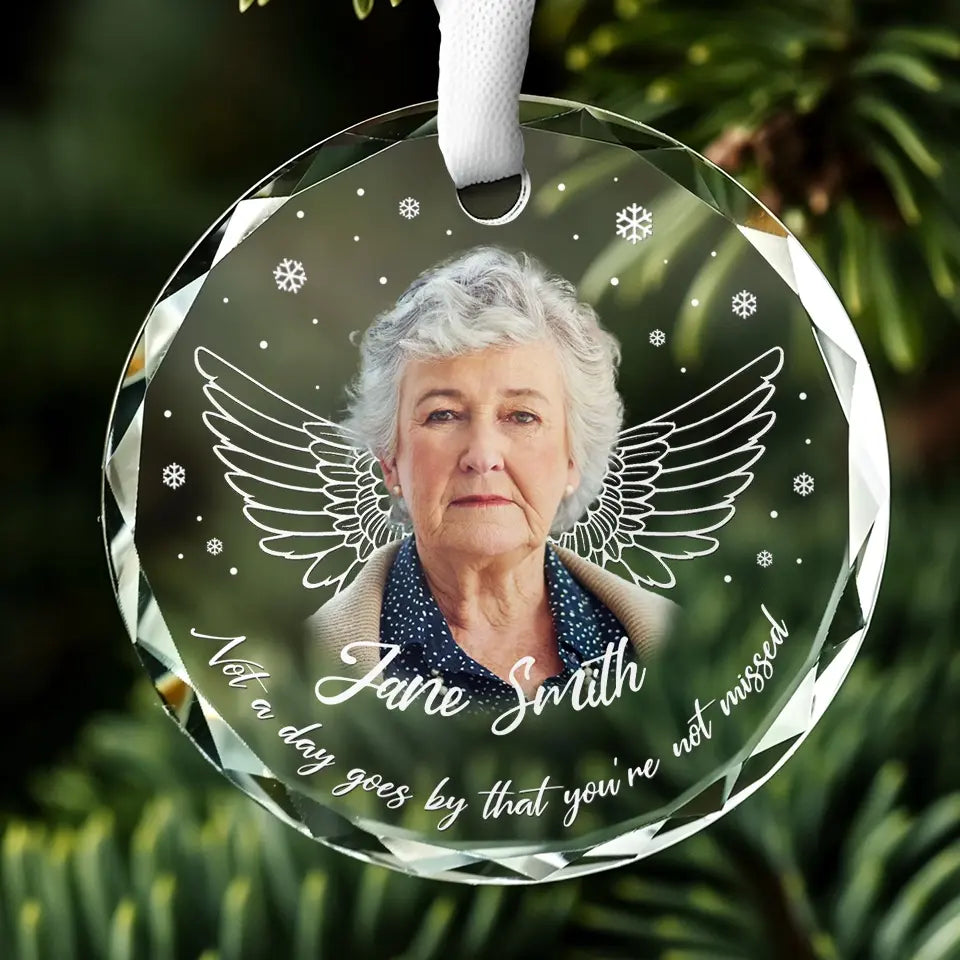 Photo personnalisée en souvenir affectueux - Ornement en verre rond personnalisé commémoratif - Cadeau de condoléances pour les membres de la famille