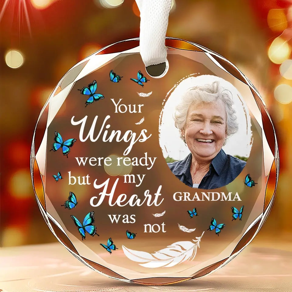 Photo personnalisée « Je t'aime pour toujours » - Ornement en verre rond personnalisé commémoratif - Cadeau de condoléances pour les membres de la famille