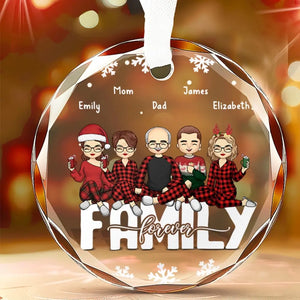 Famille pour toujours - Ornement en verre personnalisé en forme de cercle - Cadeau pour les membres de la famille