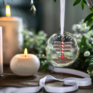 La joie de Noël est familiale - Ornement en verre personnalisé en forme de cercle pour la famille - Cadeau de Noël pour les membres de la famille