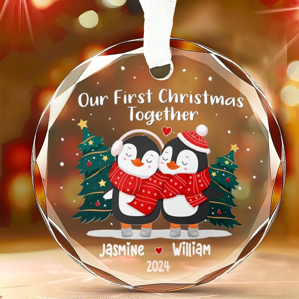 Notre premier Noël ensemble - Ornement en verre personnalisé pour couple - Cadeau pour mari et femme, anniversaire, premier Noël