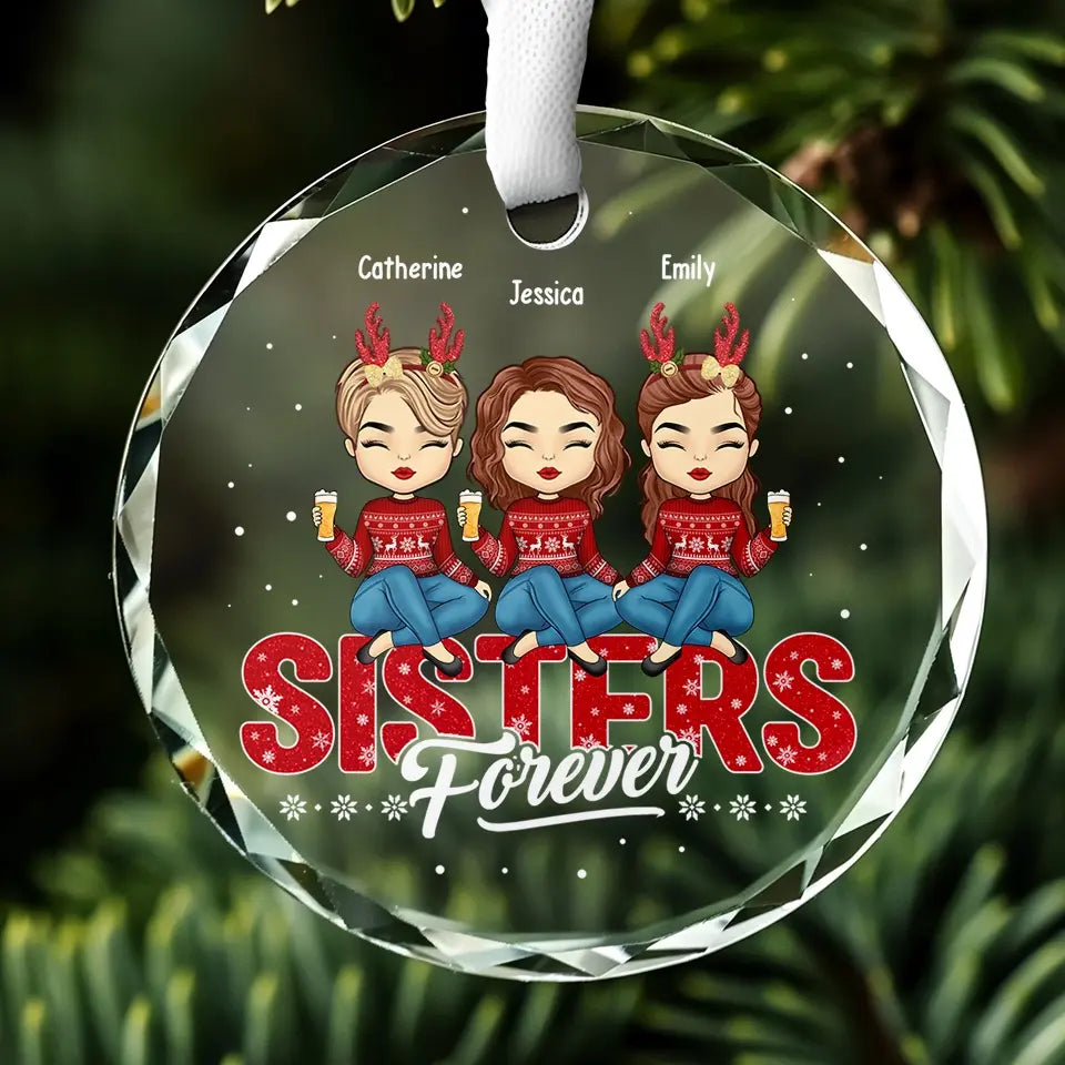 Câlins de vacances à ma meilleure amie - Ornement en verre personnalisé en forme de cercle - Cadeau de Noël pour meilleures amies, meilleures amies, sœurs