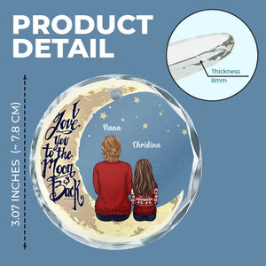 Je t'aime jusqu'à la lune et retour - Décoration en verre personnalisée en forme de cercle pour la famille - Cadeau pour maman, grand-mère