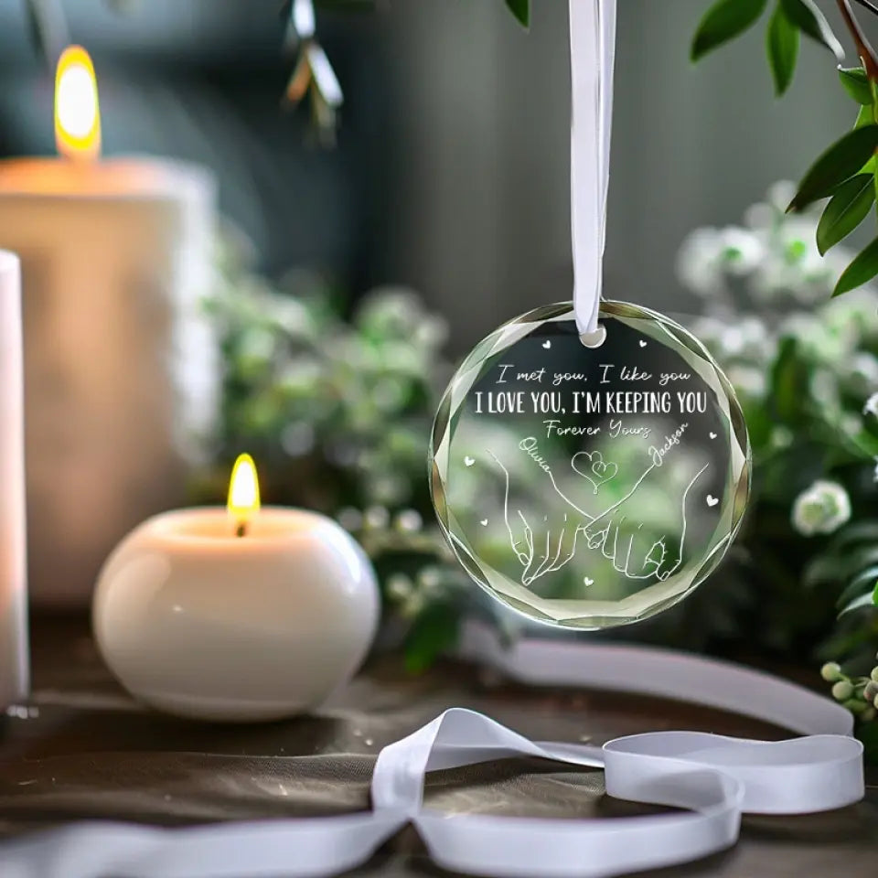Je te garde à jamais à toi - Ornement en verre personnalisé pour couple - Cadeau pour mari et femme, anniversaire