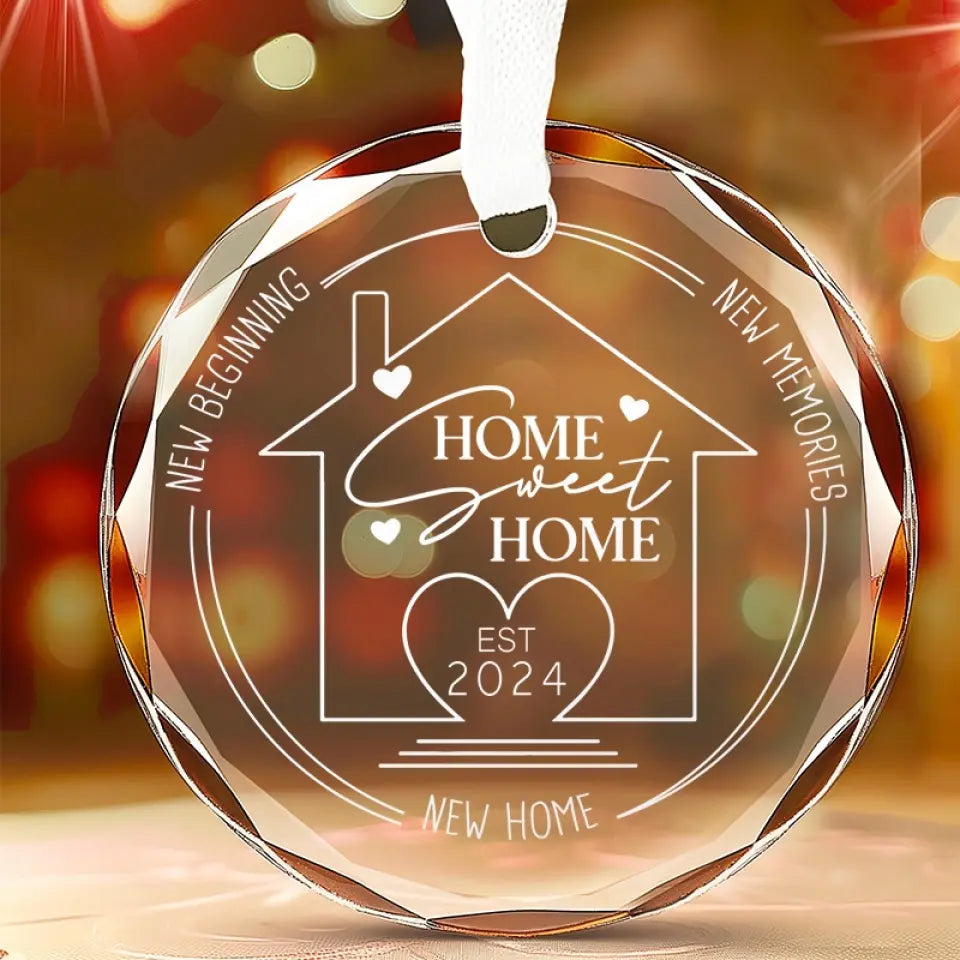 Nouvelle maison, nouveau départ, nouveaux souvenirs - Ornement en verre personnalisé pour couple - Cadeau pour mari et femme, anniversaire