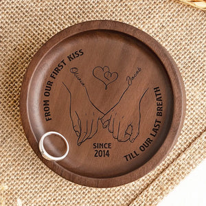 De notre premier baiser jusqu'à notre dernier souffle - Plat à bijoux en bois personnalisé pour couple - Cadeau pour mari et femme, anniversaire