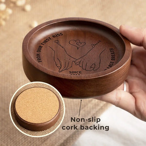 De notre premier baiser jusqu'à notre dernier souffle - Plat à bijoux en bois personnalisé pour couple - Cadeau pour mari et femme, anniversaire