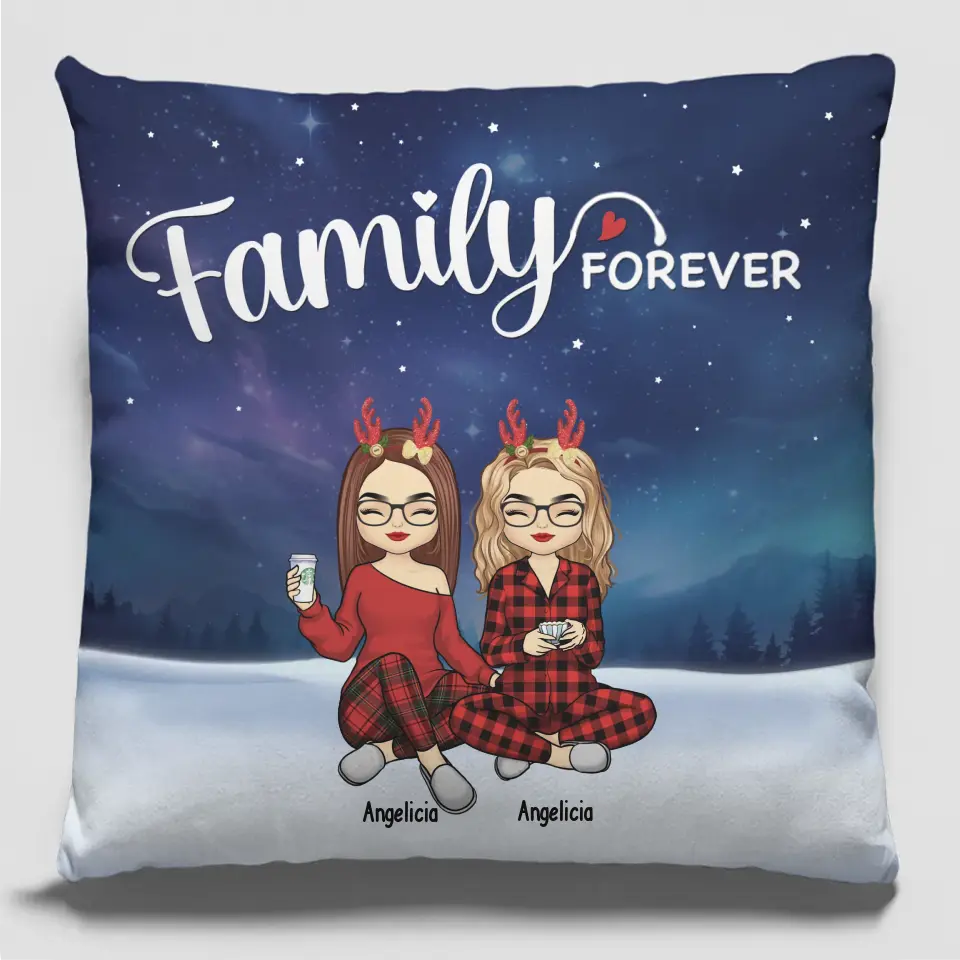 Noël est meilleur lorsqu'il est partagé en famille - Coussin personnalisé pour la famille - Cadeau de Noël pour les membres de la famille