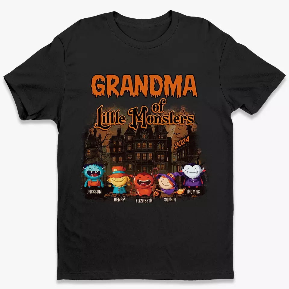 Attention aux petits monstres - T-shirt, sweat à capuche et sweat-shirt unisexe personnalisé pour la famille - Cadeau d'Halloween pour maman et grand-mère