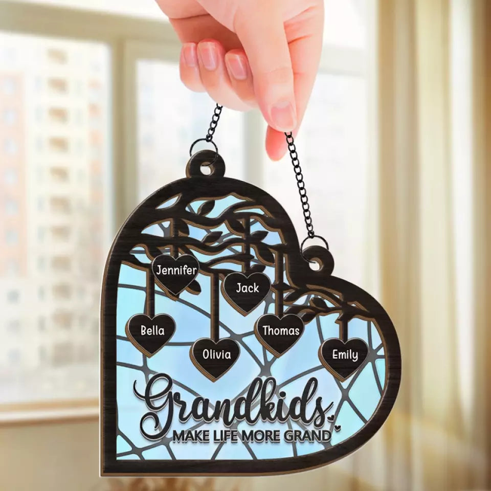 Nous vivons dans un cercle d'amour - Attrape-soleil personnalisé à suspendre à la fenêtre - Cadeau pour grand-mère