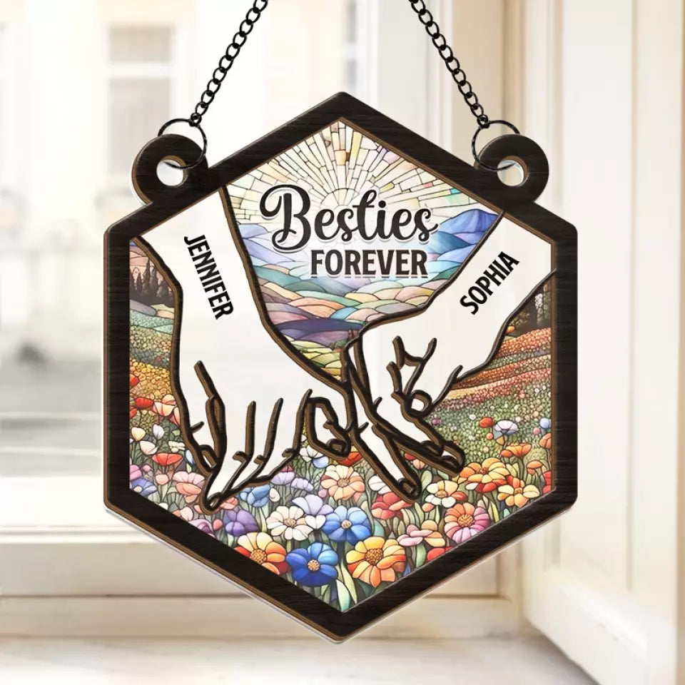 Un meilleur ami est un second soi-même - Attrape-soleil personnalisé à suspendre pour fenêtre - Cadeau pour meilleures amies, meilleures amies et sœurs