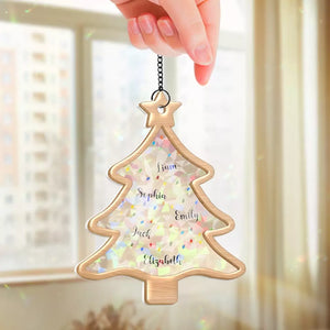 Guirlandes lumineuses pour les nuits d'hiver - Attrape-soleil personnalisé pour fenêtre - Cadeau de Noël pour les membres de la famille
