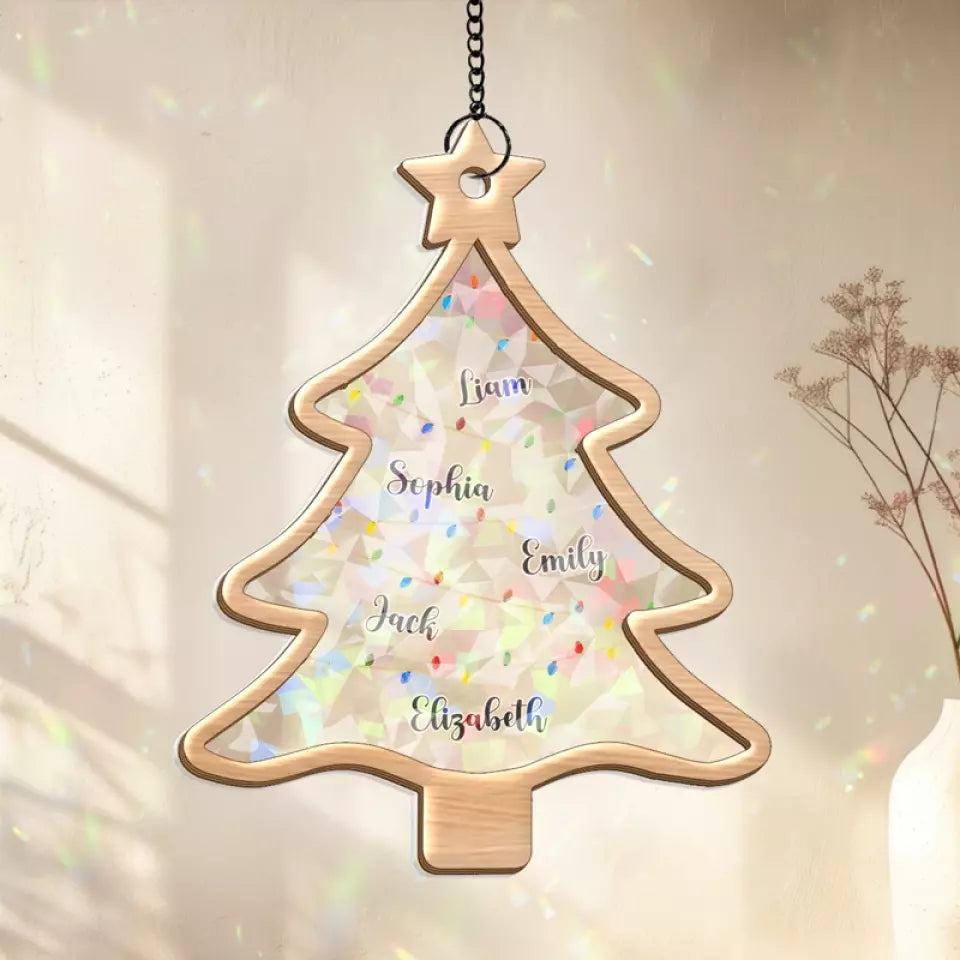 Guirlandes lumineuses pour les nuits d'hiver - Attrape-soleil personnalisé pour fenêtre - Cadeau de Noël pour les membres de la famille