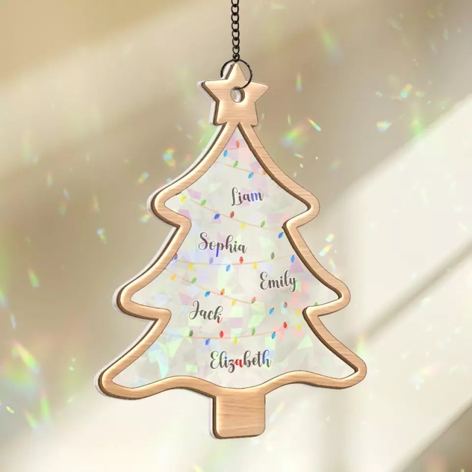 Guirlandes lumineuses pour les nuits d'hiver - Attrape-soleil personnalisé pour fenêtre - Cadeau de Noël pour les membres de la famille