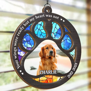 Photo personnalisée « Difficile de vous dire au revoir » - Ornement attrape-soleil personnalisé à suspendre à une fenêtre - Cadeau de condoléances pour les propriétaires et les amoureux des animaux