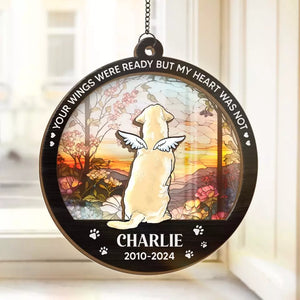 Tu as laissé des empreintes de pattes sur nos cœurs - Attrape-soleil personnalisé à suspendre à une fenêtre - Cadeau de condoléances pour les propriétaires d'animaux et les amoureux des animaux