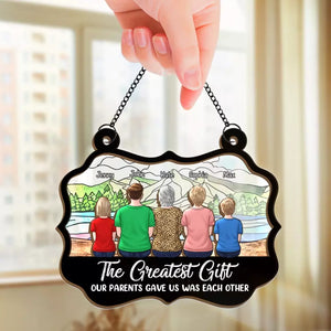 La famille, là où la vie commence et où l'amour ne finit jamais - Attrape-soleil personnalisé pour fenêtre - Cadeau pour les membres de la famille