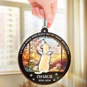 Tu as laissé des empreintes de pattes sur nos cœurs - Attrape-soleil personnalisé à suspendre à une fenêtre - Cadeau de condoléances pour les propriétaires d'animaux et les amoureux des animaux