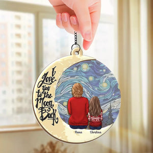 J'aime grand-mère jusqu'à la lune et retour - Attrape-soleil personnalisé à suspendre à une fenêtre - Cadeau de Noël pour maman et grand-mère
