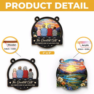 Le plus beau cadeau que nos parents nous ont offert - Attrape-soleil personnalisé pour fenêtre - Cadeau pour les membres de la famille