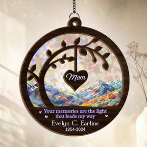 Vos souvenirs sont la lumière qui me guide - Attrape-soleil personnalisé à suspendre à une fenêtre - Cadeau de condoléances pour les membres de la famille